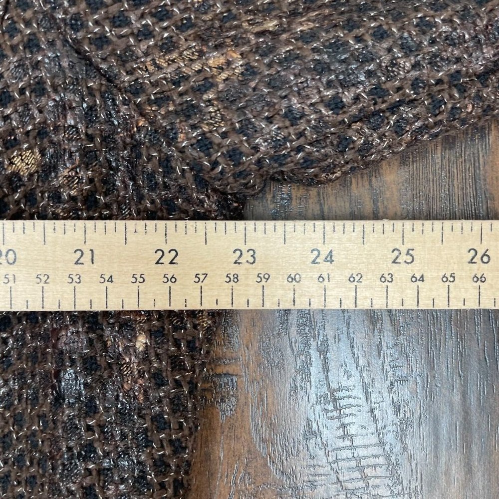 Chico's Jacket 3 Women's XL Tweed Brown Bronze Metallic Full-Zip - Picture 8 of 11